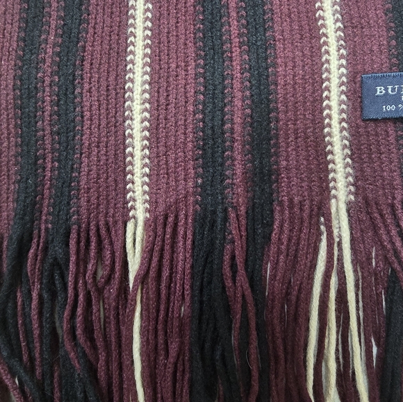 Burberry Burgundy and Black Cashmere Scarf